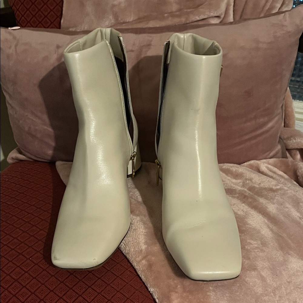 Franco Sarto Cream Ankle Booties